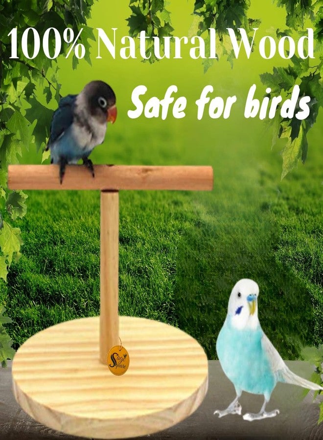 Western Era Wood Sand Table Top Stand with Bird Playful, Cage Accessory Perch Bird Toy for Budgies, Cockatiel, Parrot - The Ultimate Perching and Training Solution for Your Feathered Friend! - Image 3